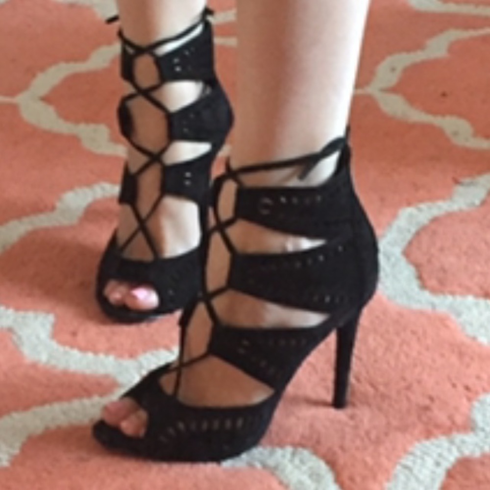 Zara Black Lace Up Sandals